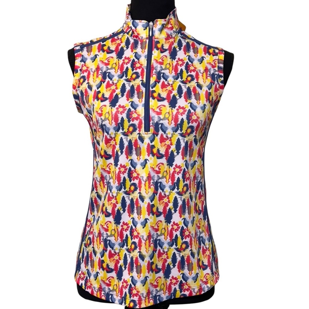Fringe Repreve Golf Shirt 1/4 Zip XS Performance 50+UVProtect ‎ Abstract Floral